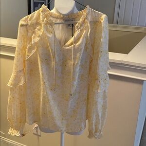 Rachel Zoe Cream and Yellow Ruffle Blouse